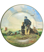 Vintage Norman Rockwell Looking Out To Sea Bendictine Toleware Plate Pic... - $16.99