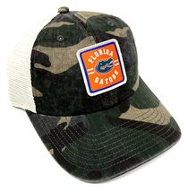 Florida Gators Patch Logo Camo &amp; Tan Mesh Trucker Curved Bill Adjustable Snapbac - £19.09 GBP