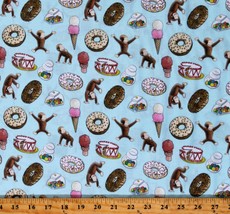Cotton Curious George Party Toss White Cotton Fabric Print by the Yard D602.15 - £7.82 GBP