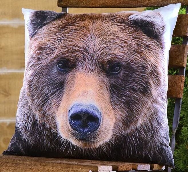Bear Full Pillow Decorative 17" x 17" Brown Polyester Country Rustic Cottage - $37.61