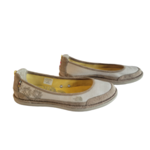 The North Face Women&#39;s 9 Canvas Suede Flats Casual Slip On Tan Flowers Shoes - £19.77 GBP