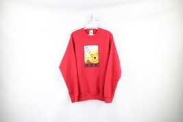 Vintage 90s Disney Womens Medium Faded Spell Out Winnie the Pooh Sweatshirt Red - £47.44 GBP