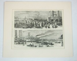 Antique 1871 Print Sketches New Orleans La Fourche Packet-Landing Railroad Depot - £31.26 GBP