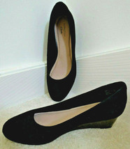 Ladies Shoes Size 8 M Clarks Mallory Luna Wedge Black Suede Pumps $95 Value NWT - £49.82 GBP