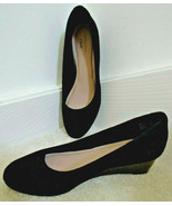 Ladies Shoes Size 8 M Clarks Mallory Luna Wedge Black Suede Pumps $95 Value NWT - $66.49