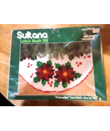 Vtg NEW Sultana Latch Hook Poinsettia Tree Skirt Kit 34” Round 79237 NOS - £25.54 GBP