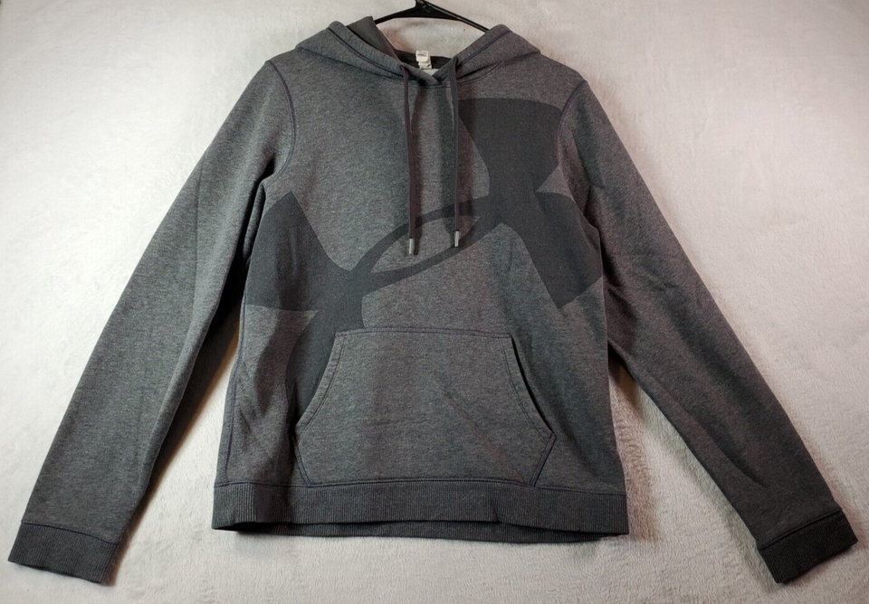 Under armour Hoodie Mens Small Gray Cotton Long Raglan Sleeve Pockets Dr... - $15.31