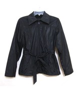 Dark Gray Trench Coat Fleece Lined Belt Zip Front Cropped Express SPY Ja... - $69.06 CAD