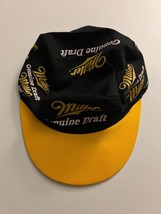 Vintage Men&#39;s Miller Genuine Draft MGD Elastic Back Stretch Hat Yellow Black - £14.80 GBP