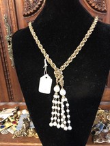 Vintage Adjustable Chain Dangling Pearl Like Beads New Rare - £14.09 GBP