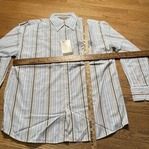Y2K NEW Koman Striped Button Shirt Embroidered &amp; Patch Graphic Men Sz XL - $18.90