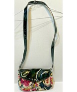 Ted Baker Womens Crossbody Purse Floral Canvas and Black PVC Glossy  9.5... - $35.37