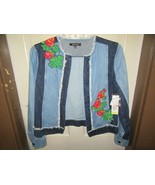 NWT ($88) Relativity Hand Beaded Jean Jacket-Open Front-Size M - £25.76 GBP