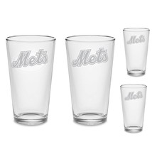 SET - New York Mets Pint Beer Glasses Etched Tumblers Drinkware - £33.63 GBP+