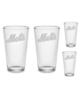 SET - New York Mets Pint Beer Glasses Etched Tumblers Drinkware - £33.34 GBP+