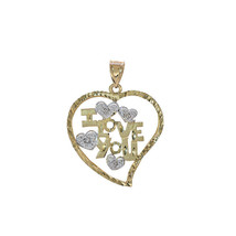 0.04 Carat Diamond Accent &#39;I Love You&#39; Heart Pendant 14K Yellow Gold - £300.85 GBP