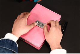 Girls Secret Diary with Password Code Lock Pink PU Leather Writing Lined... - £20.39 GBP