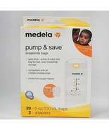 Medela Pump &amp; Save Breastmilk Bags (1 Box = 20 5oz/150 ml Bags And 2 Ada... - $6.89