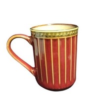 Gibson Elite ARTISTE RED Mug 10oz Brown Rim Ribbed &amp; Dots Coffee Tea Ceramic Cup - £9.49 GBP