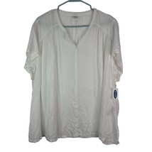 Old Navy Button Front Collarless Shirt Womens Size XXL White Short Sleeves NWT - £8.60 GBP
