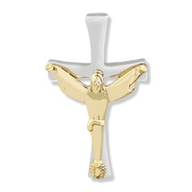 Two Tone Silver And Gold Crucifix Lapel Pin - £23.59 GBP