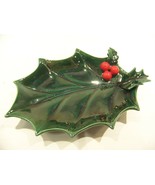 LEFTON&#39;S GREEN HOLLY CHRISTMAS SPOON REST VINTAGE - $17.98