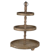 Farmhouse Woodruff 3 Tier Round Serving Tray 19&quot;X30&quot; - £89.17 GBP