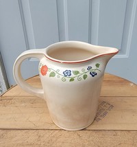 Cambridge Medium Sized Pitcher With Blue And Orange Flowers. 4-3/4&quot;W x 6&quot;H - $9.00