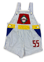 Vintage 80s 90s Toddler One Piece Baseball Jumper Outfit Pinstripe 55 Sh... - $12.86