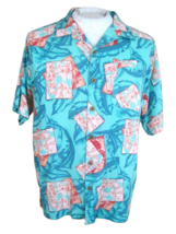 OCEAN &amp; COAST vtg 1990s Men Hawaiian ALOHA shirt pit to pit 23 sz L camp luau - £12.22 GBP