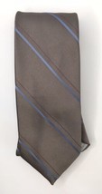 Vintage Wembley Polysilk Tie Shiny Cool Taupe w/ Blue &amp; Purple Stripe 56&quot; - £7.99 GBP