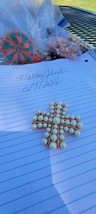 Joan Rivers Pearl Maltese Cross Brooch Pin - $70.13