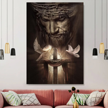 Christ Jesus Cross Pigeon Gift for Jesus Christ Canvas Wall Art Jesus Poster - £18.05 GBP+