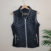 Fate | Black Quilted Faux Leather Moto Vest, womens size large - $29.03