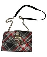 DKNY Elissa Red/Black Plaid Small Shoulder Bag Gold Chain Strap 8.5 x 7 in - $65.47 CAD