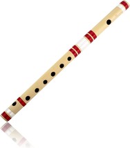 14 Inch Authentic Indian Wooden Bamboo Flute In &#39;B&#39; Key Fipple Woodwind Musical - £31.35 GBP