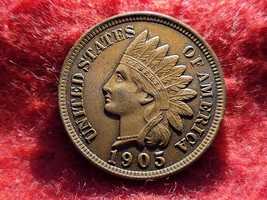 One Cent Indian Head 1905 USA - $110.00