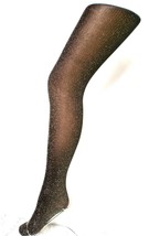 Black Gold Sparkly Lurex Ribbed Tights Retro pantyhose Christmas 60&#39;s 70&#39;s metal - £12.37 GBP