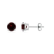 ANGARA Natural Garnet Stud Fine Earrings in Sterling Silver (Size-5mm) - $160.93+