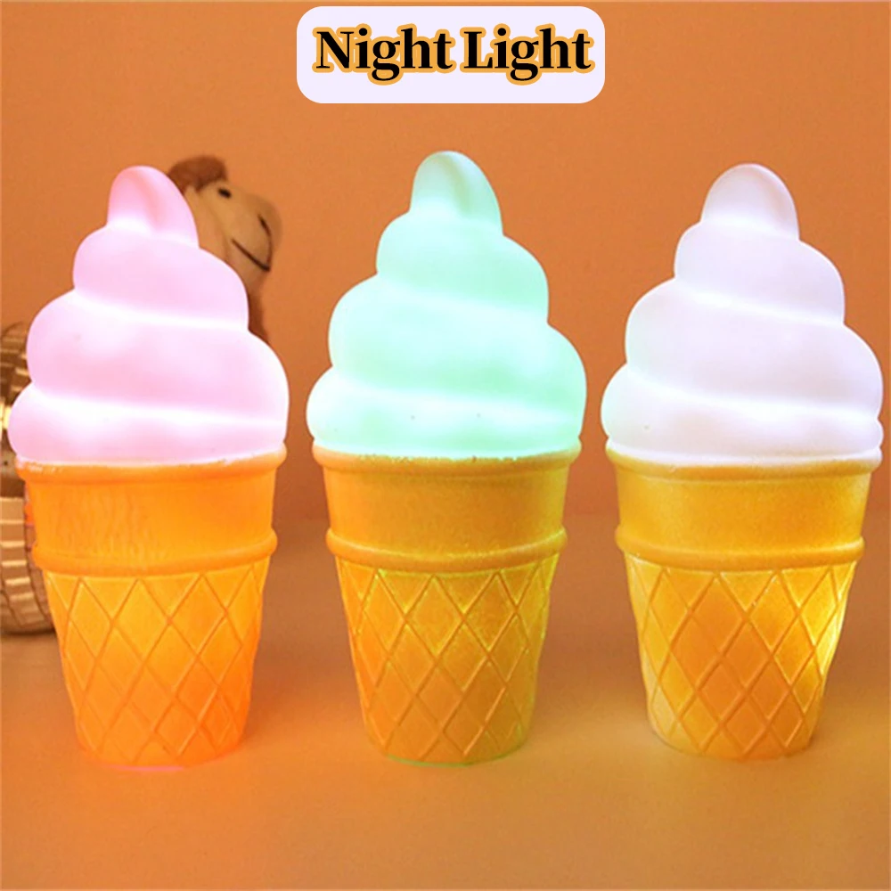 Ed night light novelty ice cream cone in lamp fashion led night light for kids children thumb200