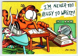 Garfield Postcard Never Too Busy To Write Jim Davis Comic Orange Tabby Cat 1978 - £6.37 GBP