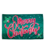 Merry Christmas Green 3'X5' Flag ROUGH TEX® 68D - $14.98
