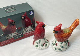 Pfaltzgraff Winterberry CARDINALS Salt &amp; Pepper Shakers Set w/Box Christmas New - £8.82 GBP