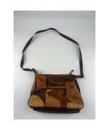 Vintage Leather Brown Tan Purse Patchwork Shoulder Bag Handbag Y2K Boho ... - $18.09