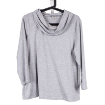 Peter Nygard Shirt Petites PL Womens Heathered Gray Drape Neck Cowl Long... - $17.68