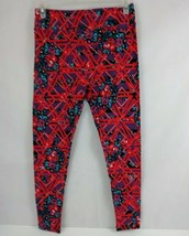 New LuLaRoe Tall &amp; Curvy Leggings Purple With Red &amp; Jade Triangles &amp; Roses - £12.39 GBP