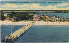 Postcard Clearwater City Pier Extending Gulf Of Mexico Clearwater Beach Florida - $2.96