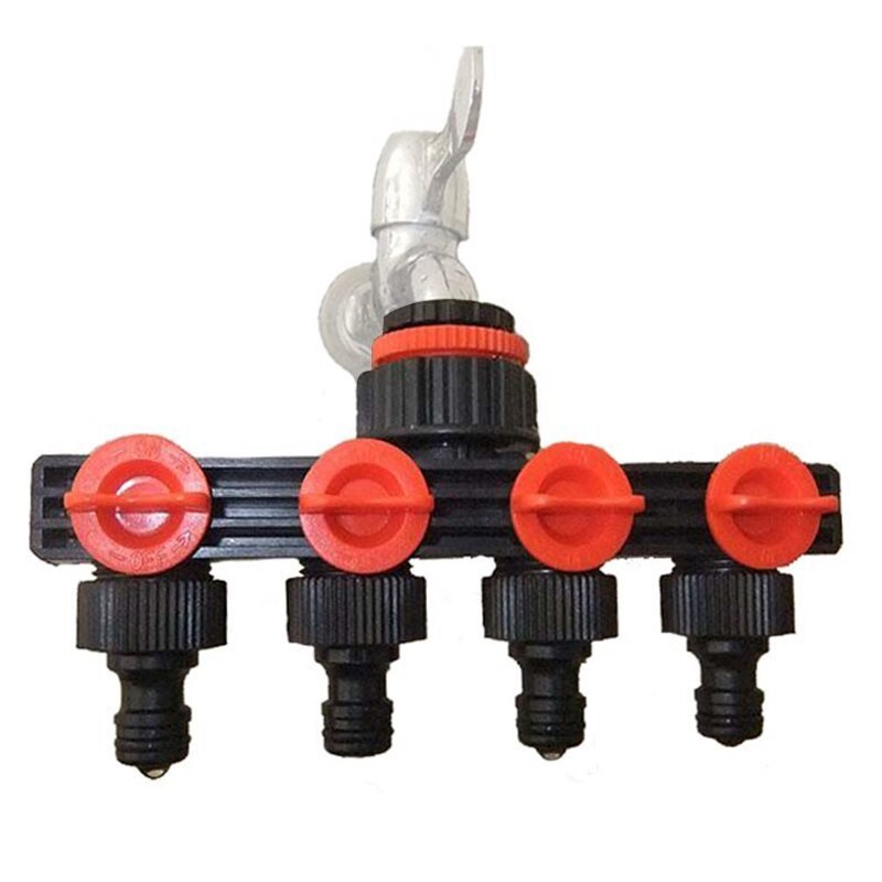 4-way Water Hose Connectors Hose Splitters Irrigation Adapter Garden Drip Pipe C