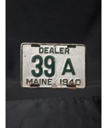 Scarce 1940 Maine Dealer License Plate 39A Embossed Heavy Metal - $1,713.09 MXN