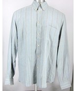 Ermenegildo Zegna Men&#39;s Large Smokey Blue Striped Long Sleeve Shirt Made... - £18.13 GBP